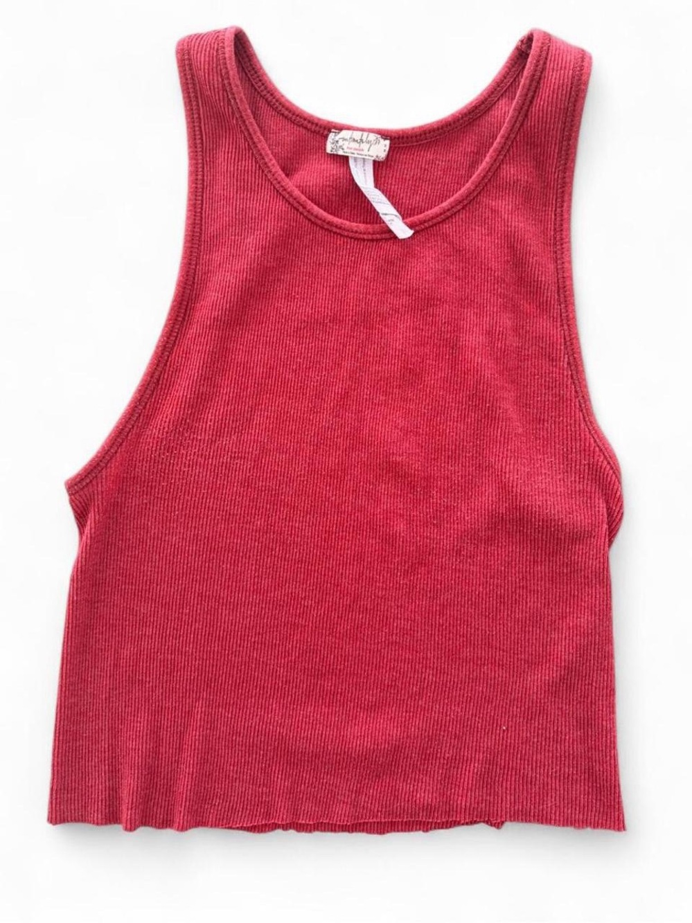 Intimately Free People Brick Rust Red Ribbed Cropped Tank Top - Size M